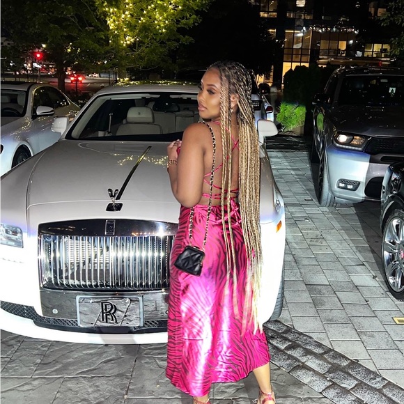 Zebra strapped lace up backless cami dress - Picture 3 of 5